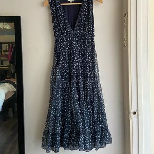 Max Studio Navy Floral Midi Dress